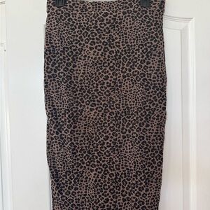 Peach Love California Black and Brown Midi Leopard Skirt
